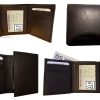 Lot of 4 New Men's Brown leather Tri-fold wallet 1 ID 6 card 2 bill slots