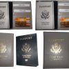 Lot of 4 USA Leather passport case genuine leathe wallet Beige credit card case