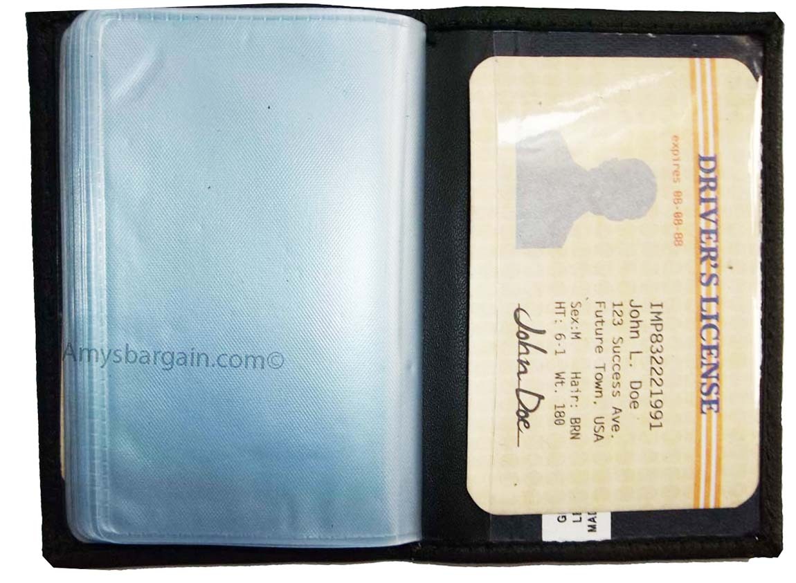 Lot of 4 leather business card. id credit card picture case transparent window’s - Image 12