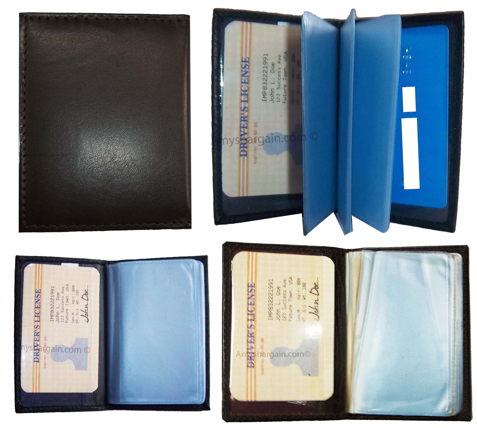 Lot of 4 leather business card. id credit card picture case transparent window’s - Image 5