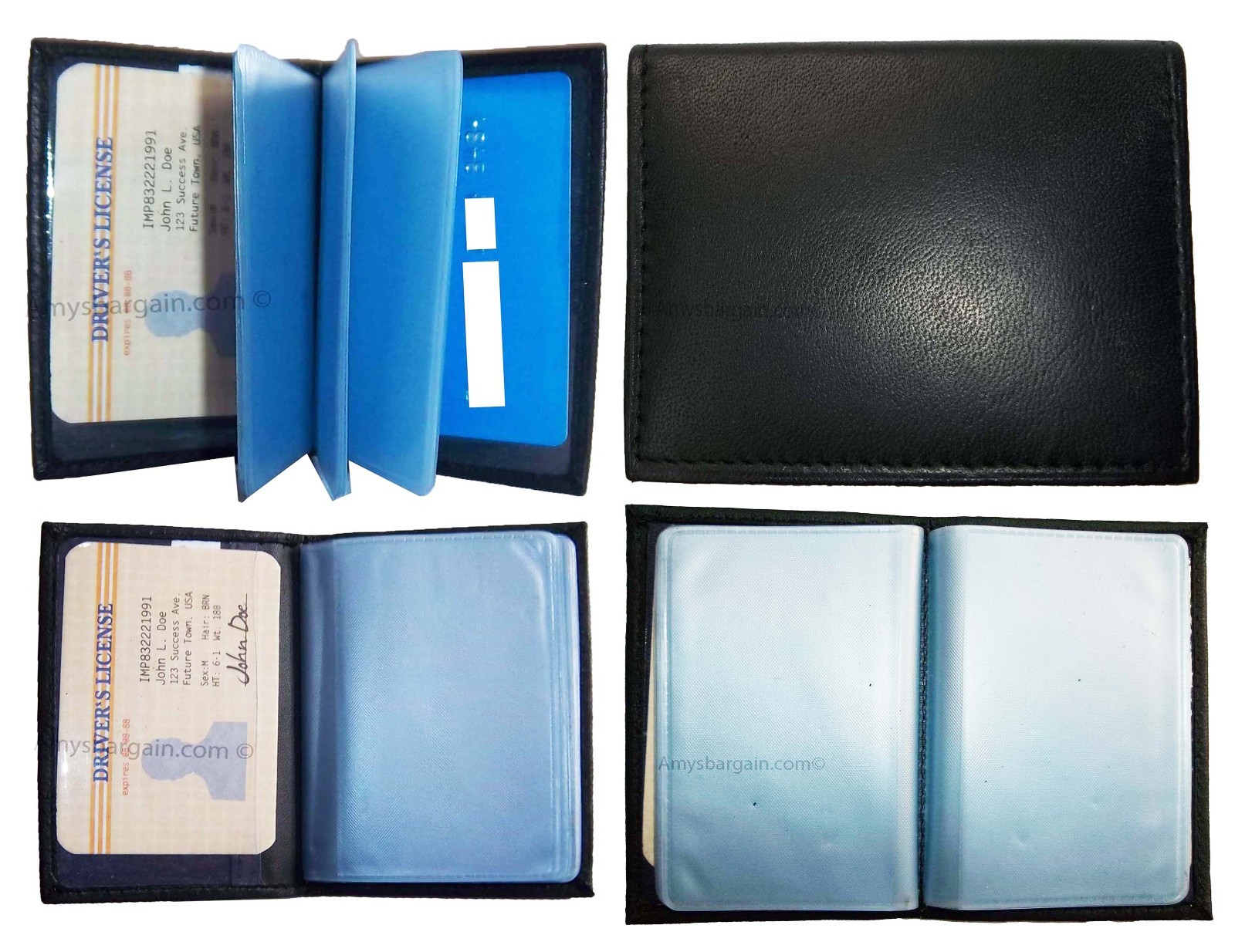 Lot of 4 leather business card. id credit card picture case transparent window’s - Image 6