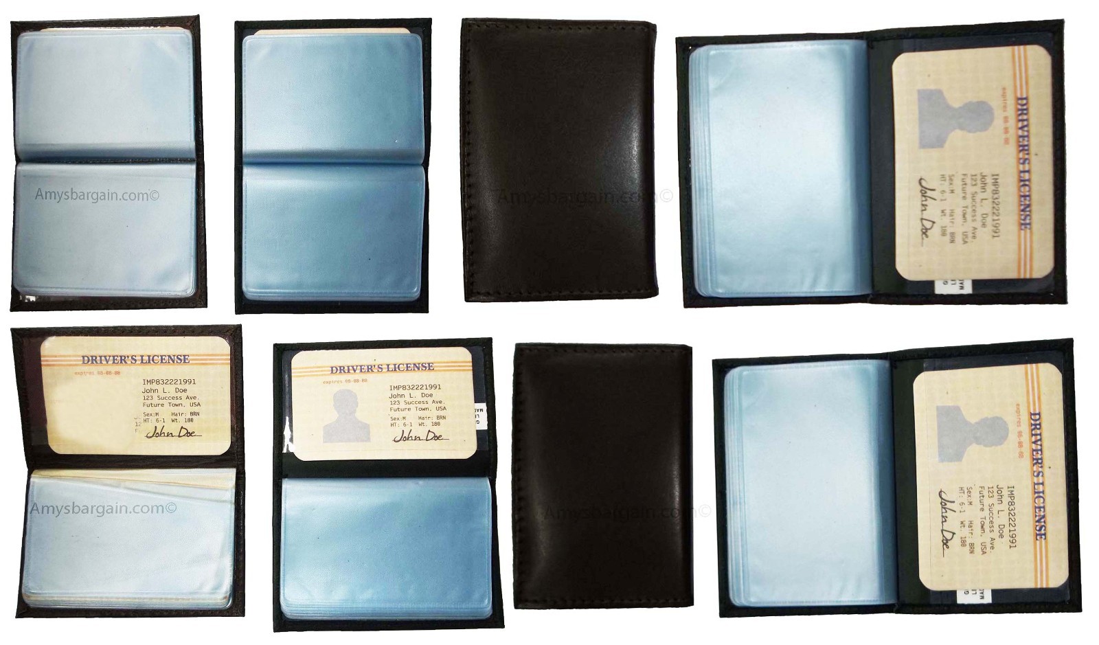 Lot of 4 leather business card. id credit card picture case transparent window’s