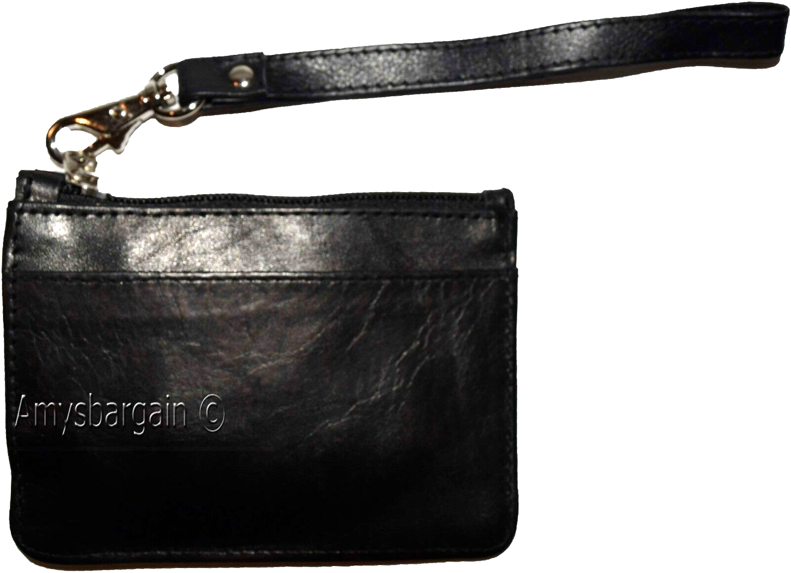 Lot of 4 leather change purse black key ring purse mini Wrist-let new coin case - Image 4