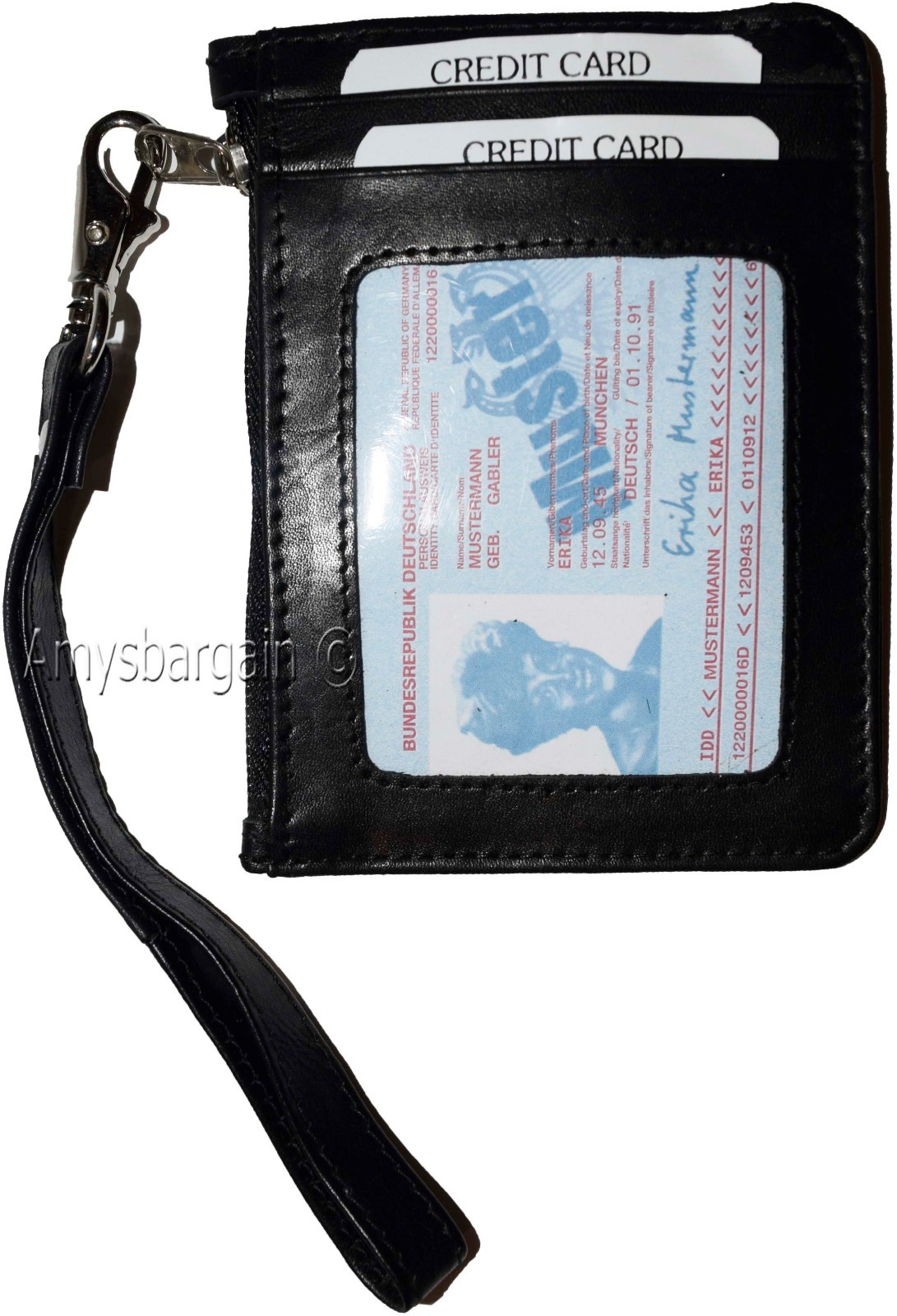 Lot of 4 leather change purse black key ring purse mini Wrist-let new coin case - Image 8