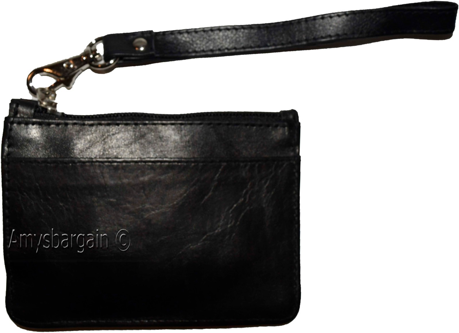 Lot of 4 leather change purse black key ring purse mini Wrist-let new coin case - Image 10