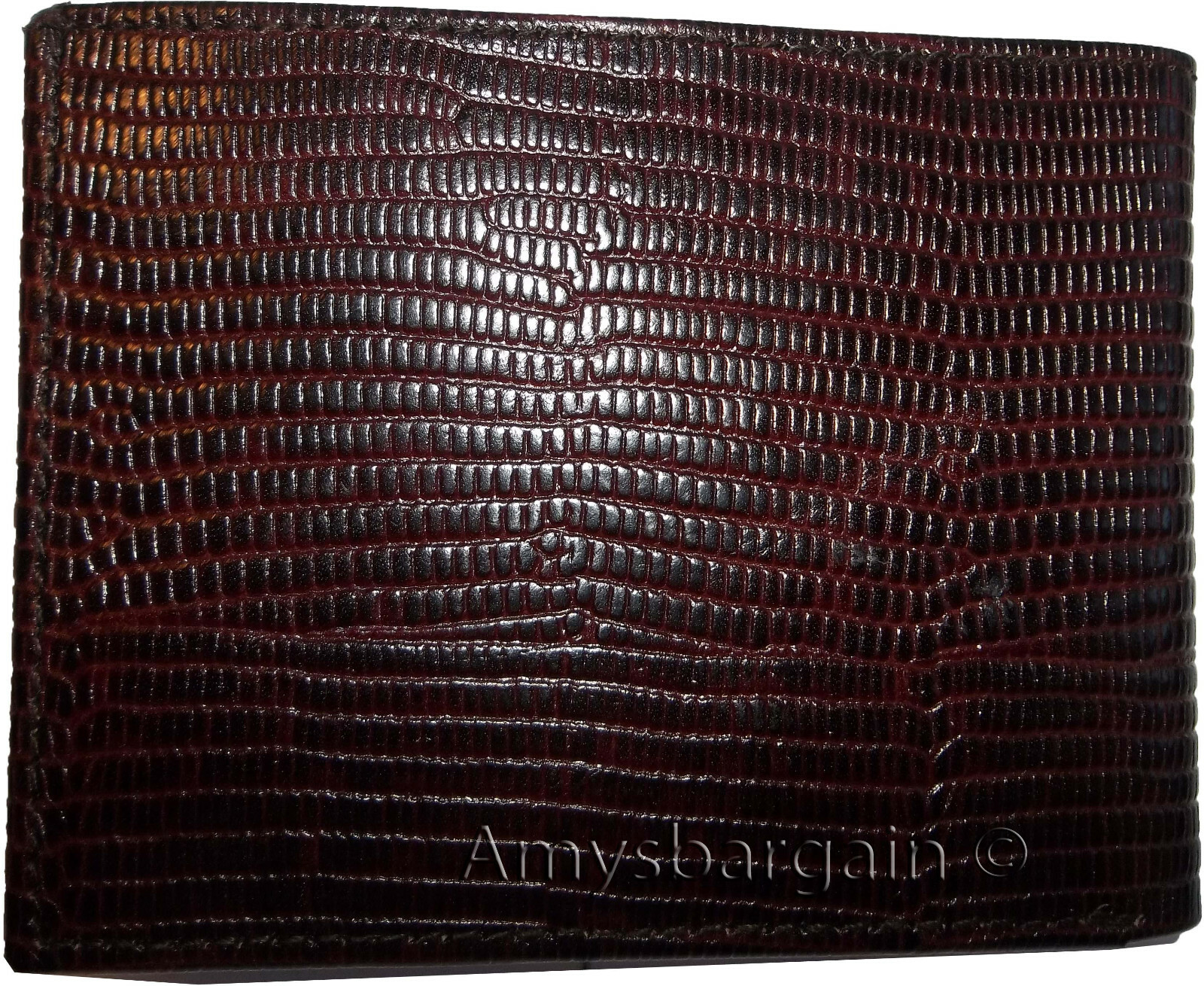 Lot of 5 Lizard Skin Printed Leather Man's Brown billfold wallet 6 cards ID new - Image 11
