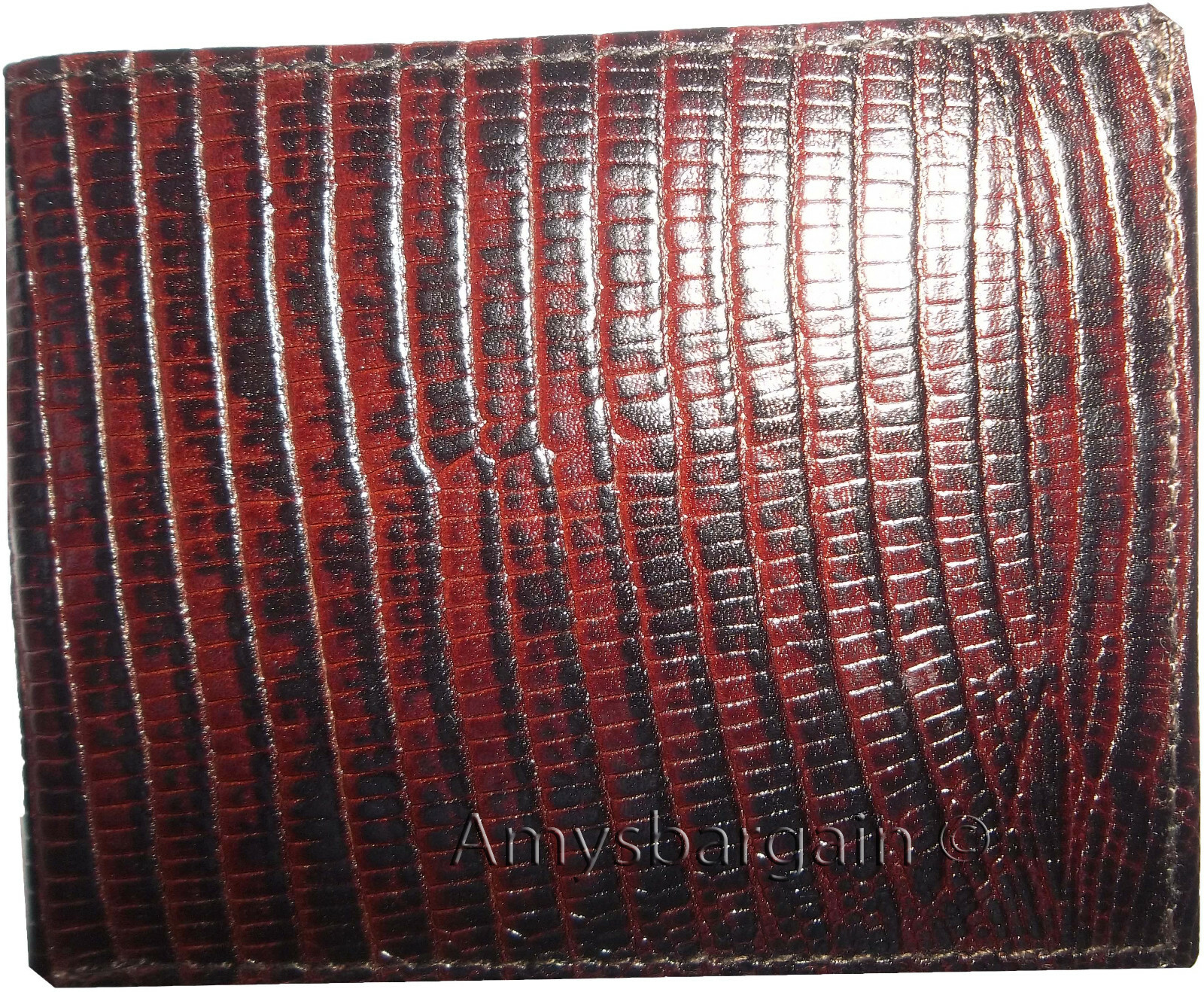 Lot of 5 Lizard Skin Printed Leather Man's Brown billfold wallet 6 cards ID new - Image 12