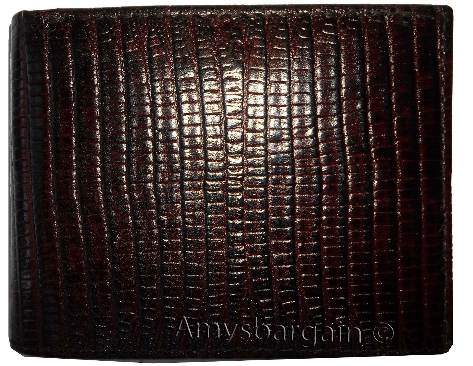 Lot of 5 Lizard Skin Printed Leather Man's Brown billfold wallet 6 cards ID new - Image 13