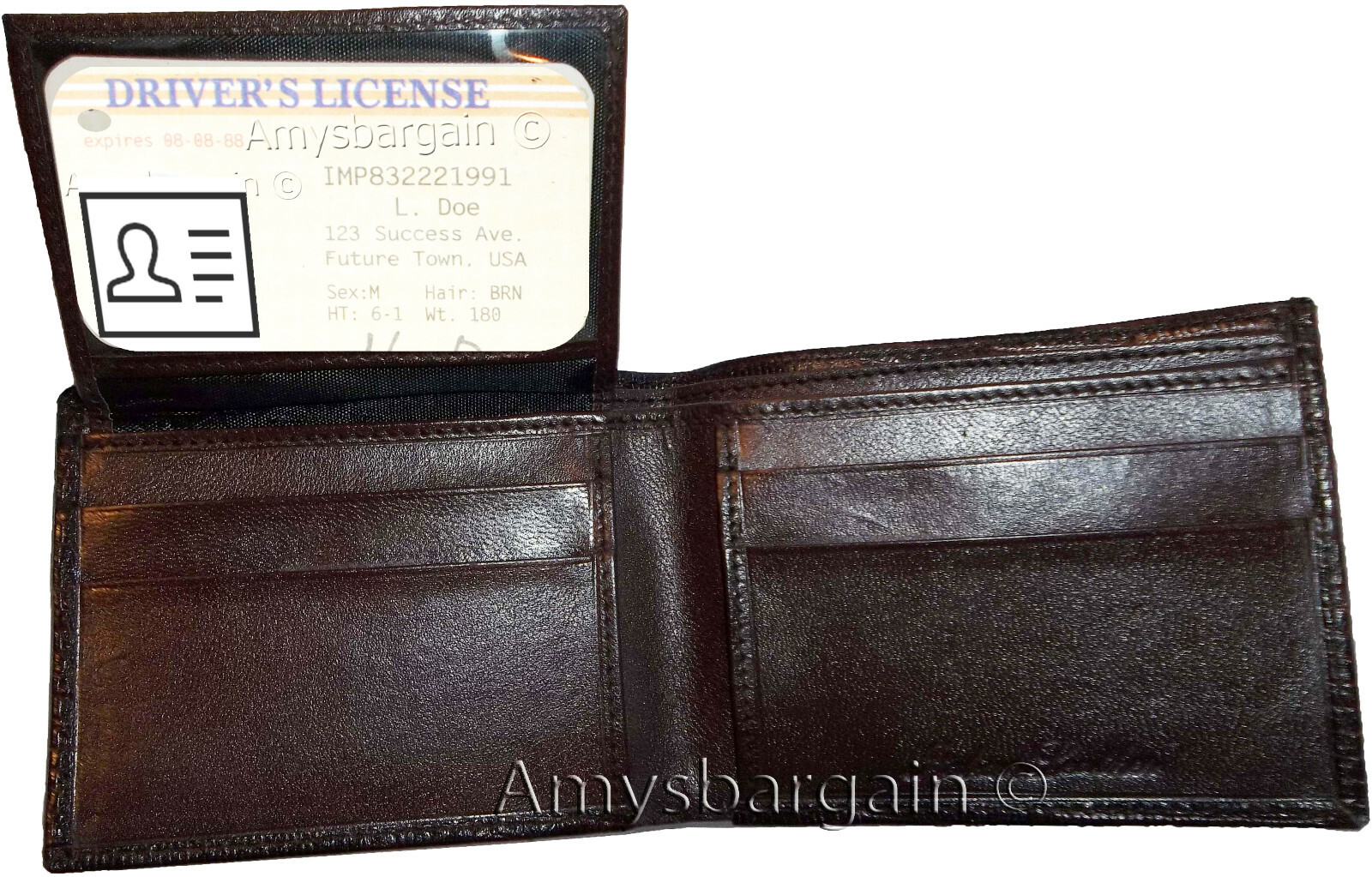 Lot of 5 Lizard Skin Printed Leather Man's Brown billfold wallet 6 cards ID new - Image 5