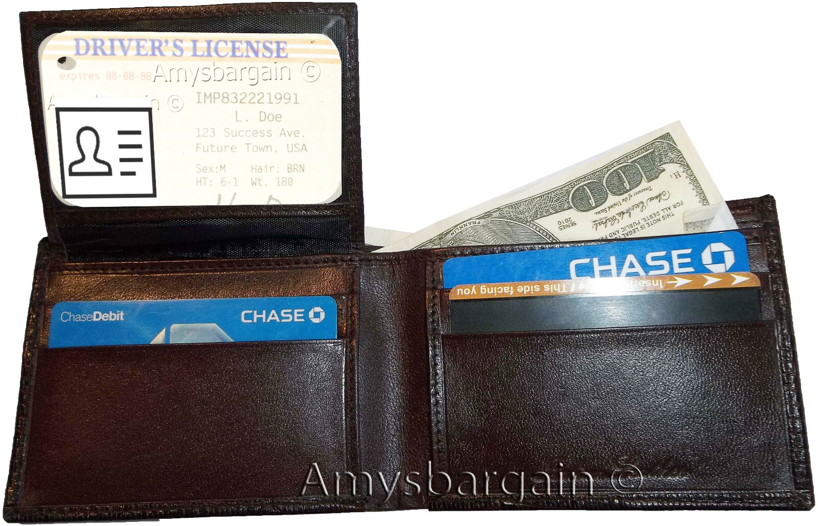 Lot of 5 Lizard Skin Printed Leather Man's Brown billfold wallet 6 cards ID new - Image 8