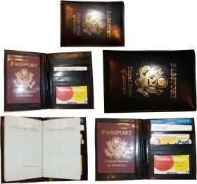 Lot of 5 New 4 credit cards + ID Lamb skin USA Leather passport case wallet BNWT