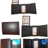 Lot of 5 New Trifold Leather Man’s wallet 2 ID 2 bill slots Black 6 card wallet
