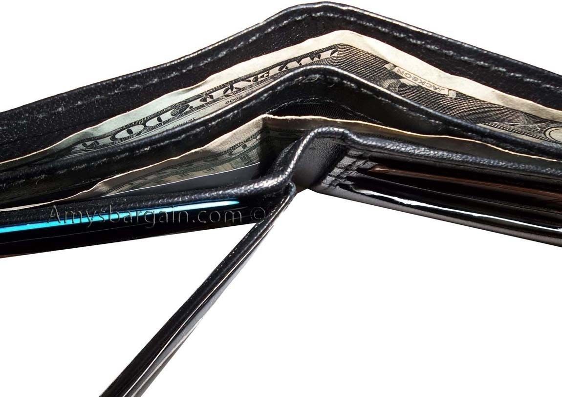 Lot of 5 New man's leather Black bi fold wallet 12 credit cards 2 bill slots ID - Image 9