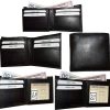 Lot of 5 men's bifold leather wallet 3 bill slots id case change case brand new