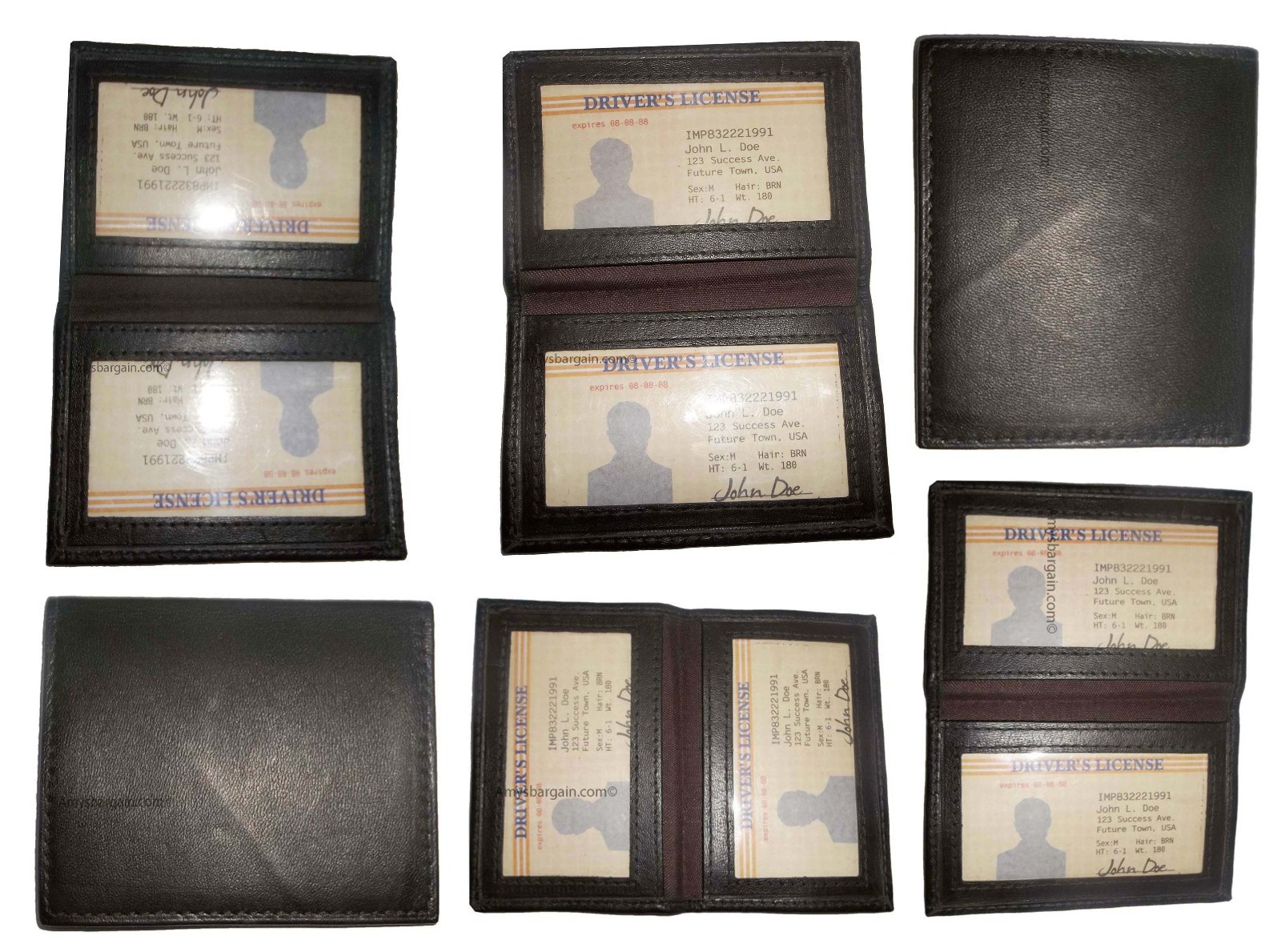 Lot of 6 Leather Credit Card ID card. picture Holder 2 ID windows New - Image 8