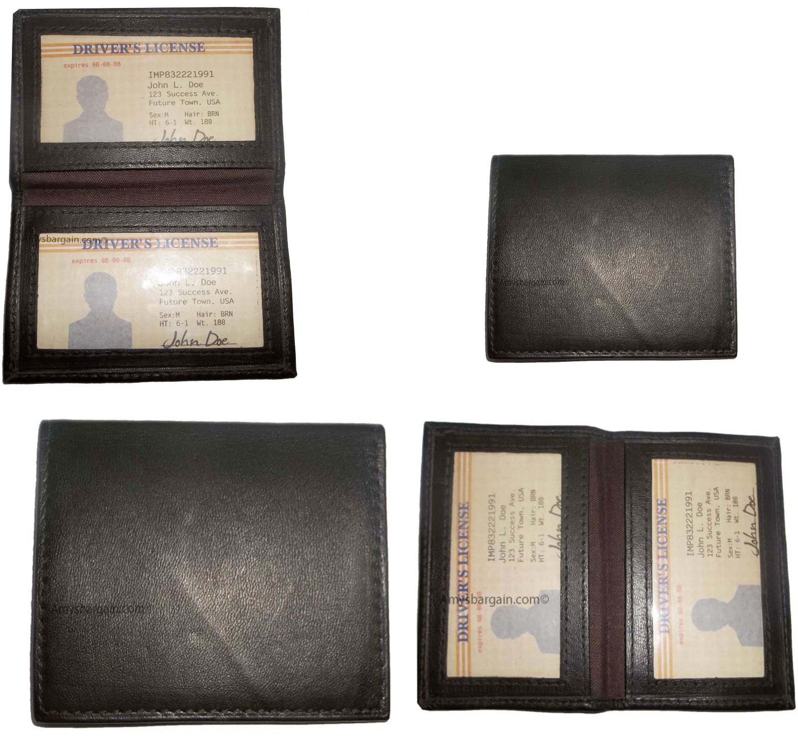 Lot of 6 Leather Credit Card ID card. picture Holder 2 ID windows New - Image 10