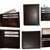 Lot of 6 Men's Brown Bifold Calfskin leather 2 Bill slots 7 card 1 ID Window NWT