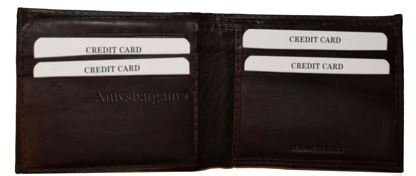 Lot of 6 Men's Brown Bifold Calfskin leather 2 Bill slots 7 card 1 ID Window NWT - Image 3
