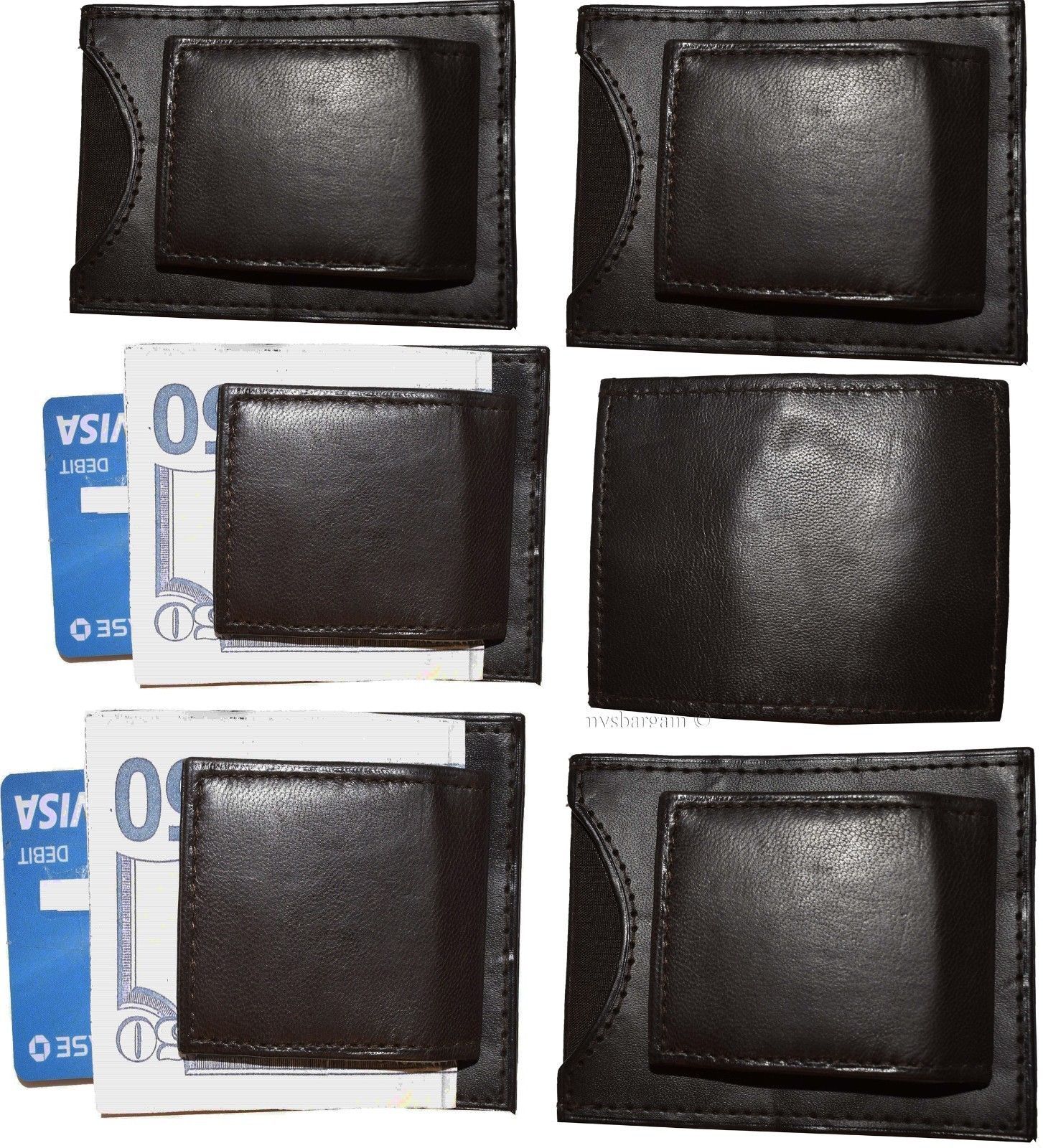 Lot of 6 New Lambskin Leather money Clip, Magnetic money clip. leather case BNWT