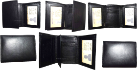 Lot of 6 New Trifold Leather Men’s wallet 9 cardspace Black billfold 2 ID wallet