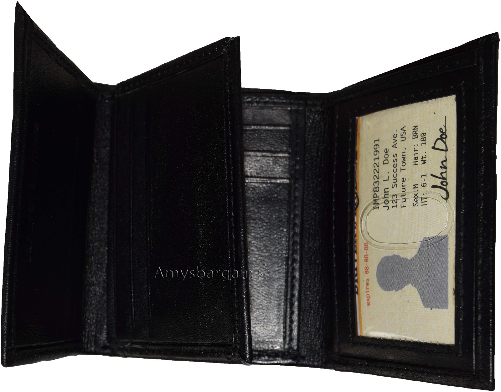 Lot of 6 New Trifold Leather Men’s wallet 9 cardspace Black billfold 2 ID wallet - Image 3