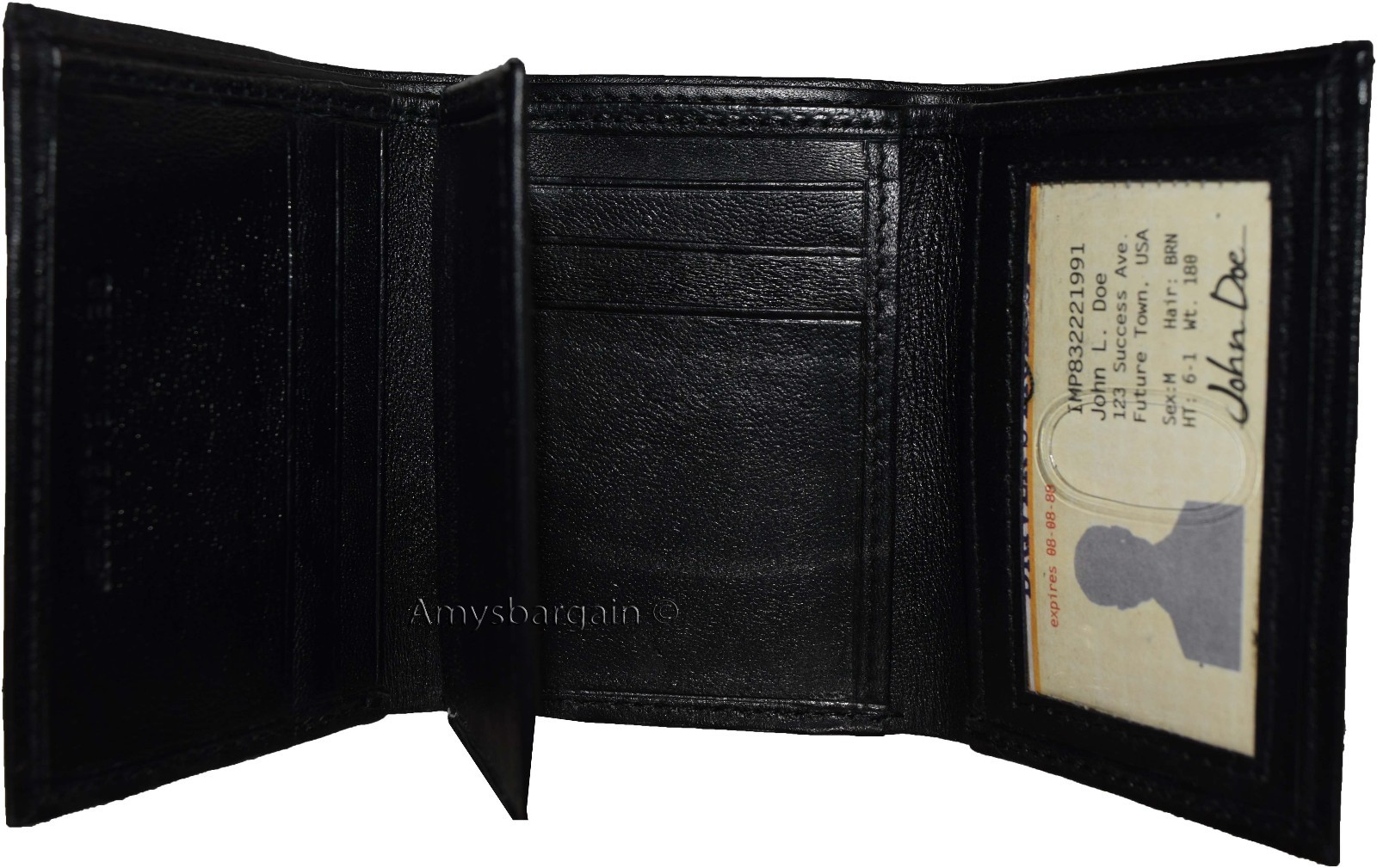 Lot of 6 New Trifold Leather Men’s wallet 9 cardspace Black billfold 2 ID wallet - Image 4