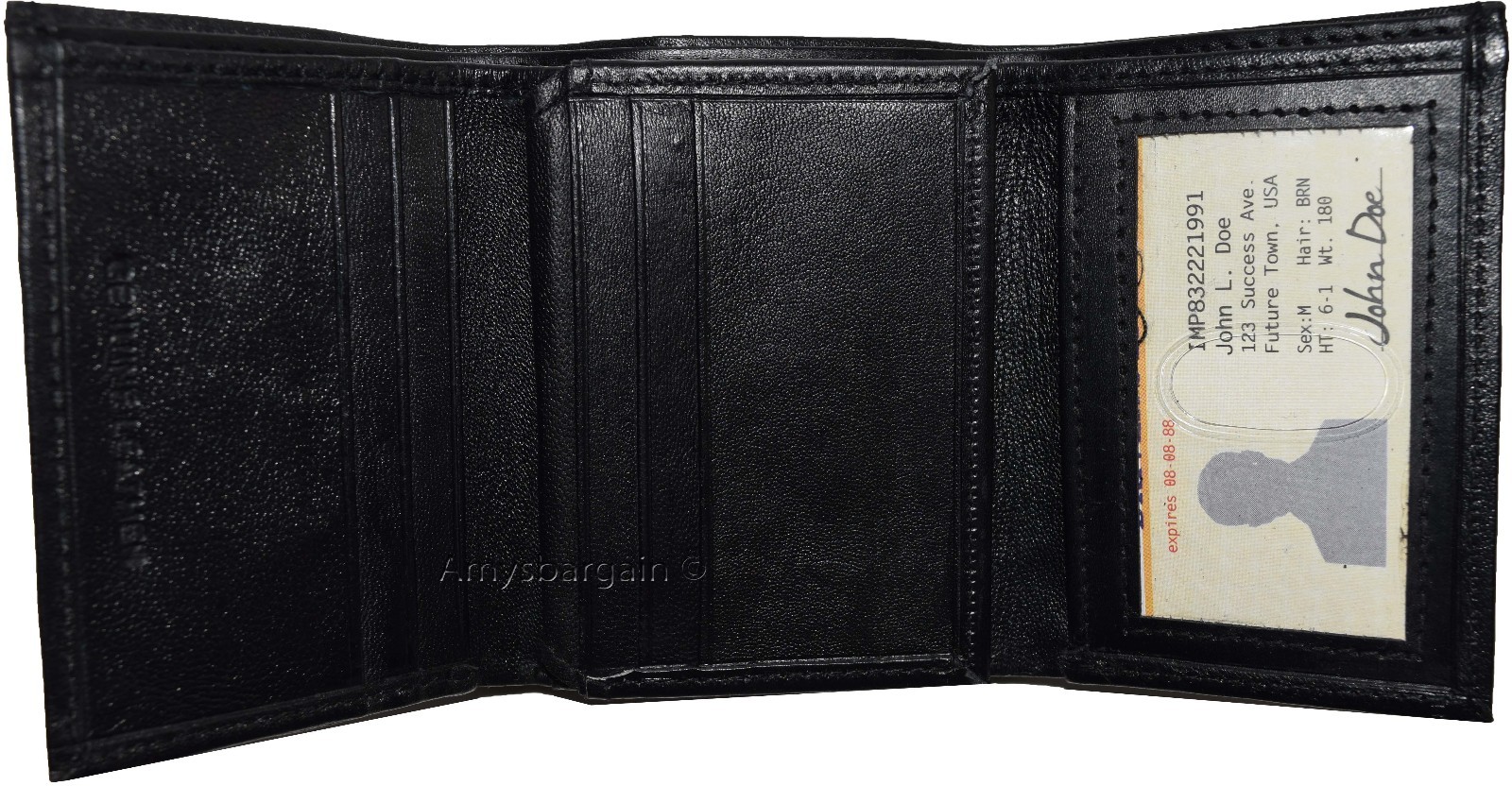 Lot of 6 New Trifold Leather Men’s wallet 9 cardspace Black billfold 2 ID wallet - Image 7