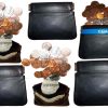 Lot of 6 new leather squeeze change purse metal framed squeeze coin change case