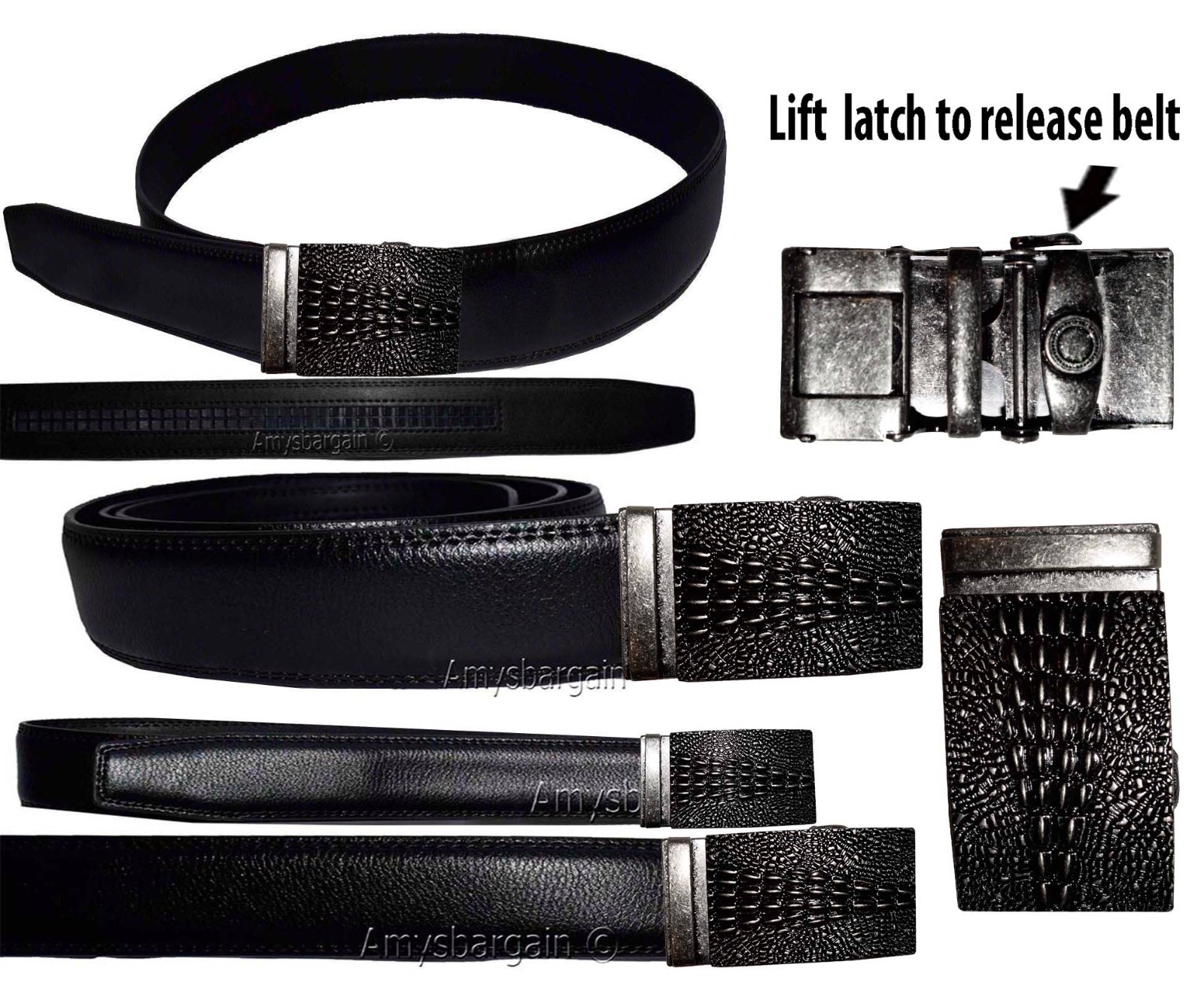 Man's belt Crocodile skin printed Medium size genuine leather belt dress belt