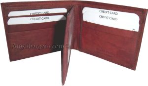 Man's leather Bifold wallet ID case 3 bill pockets wallet 6 Card slot New wallet