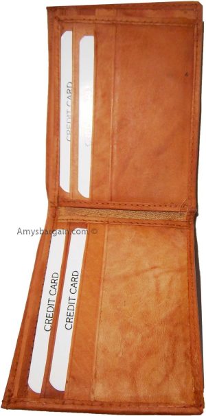 Man's leather Bifold wallet, ID case: 3 billfolds wallet 6 Card slots New wallet - Image 6