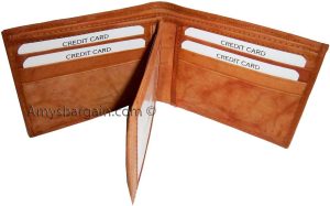 Man's leather Bifold wallet, ID case: 3 billfolds wallet 6 Card slots New wallet - Image 7