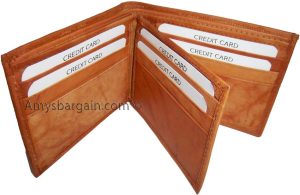 Man's leather Bifold wallet, ID case: 3 billfolds wallet 6 Card slots New wallet - Image 9