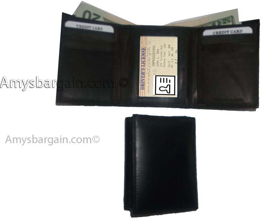 Man's quality leather trifold wallet 1 ID window 9 card 2 bill slots New wallet - Image 11