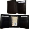 Man's quality leather trifold wallet 1 ID window 9 card 2 bill slots New wallet