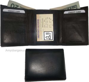 Man's quality leather trifold wallet 1 ID window 9 card 2 bill slots New wallet - Image 3