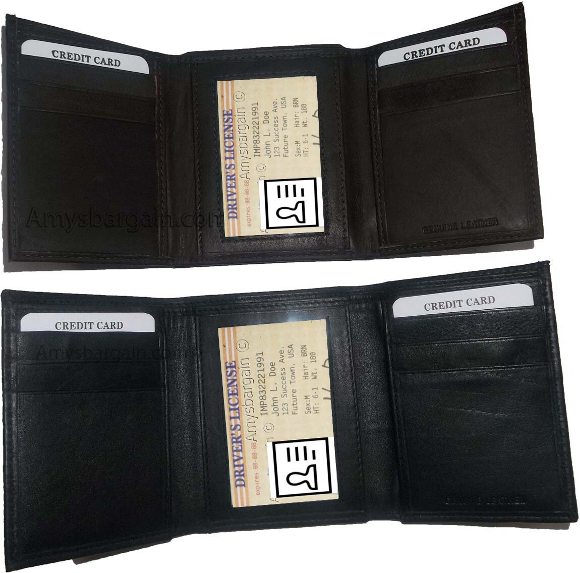Man's quality leather trifold wallet 1 ID window 9 card 2 bill slots New wallet - Image 7