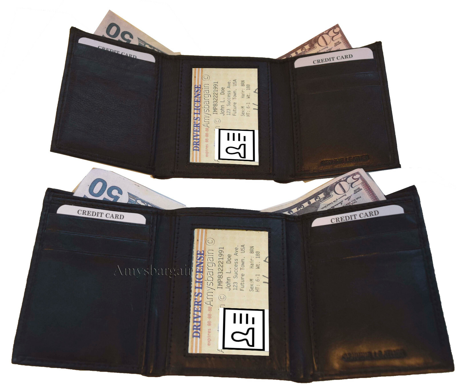 Man's quality leather trifold wallet 1 ID window 9 card 2 bill slots New wallet - Image 9