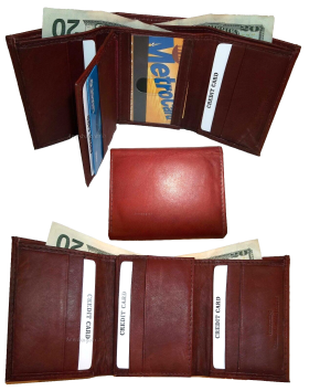 Man's wallet leather Tri-fold wallet 12 Card 2 bill pockets ID New wallet