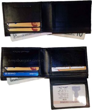 Man's wallet. skinny leather Bi-fold 6 card holder New Leather 2 Bill slot 1 ID - Image 6