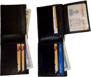 Man's wallet. skinny leather Bi-fold 6 card holder New Leather 2 Bill slot 1 ID - Image 7