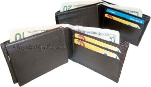 Man's wallet. skinny leather Bi-fold 6 card holder New Leather 2 Bill slot 1 ID - Image 9