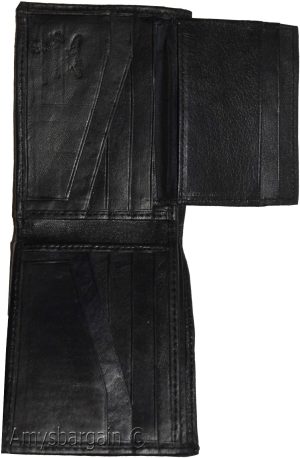 Men's Bifold Black Wallet Genuine Leather 12 Credit Card 2 ID 3 Bill pockets - Image 13