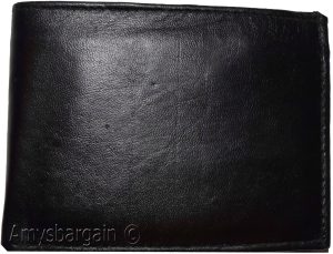 Men's Bifold Black Wallet Genuine Leather 12 Credit Card 2 ID 3 Bill pockets - Image 3