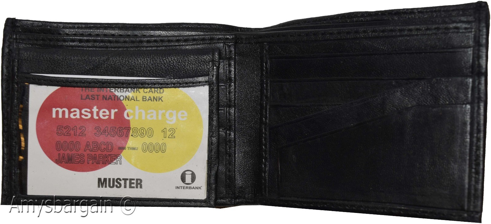 Men's Bifold Black Wallet Genuine Leather 12 Credit Card 2 ID 3 Bill pockets - Image 5