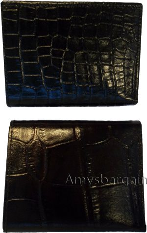 Men's Crocodile skin Printed Leather Wallet Trifold wallet ID 9 card 2 bill slot - Image 8