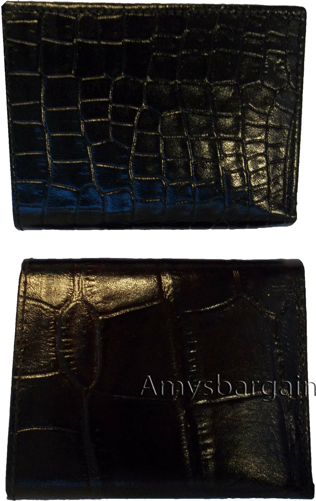 Men's Crocodile skin Printed Leather Wallet Trifold wallet ID 9 card 2 bill slot - Image 8