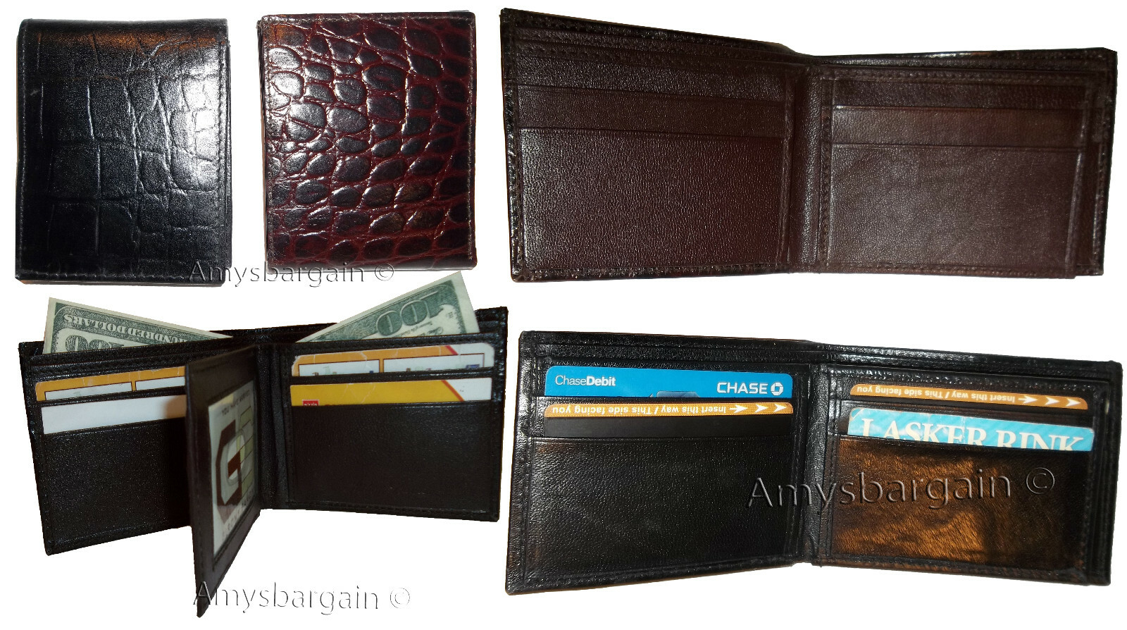 Men's Crocodile skin printed leather man's bi-fold wallet 9 card ID New Style #6 - Image 3