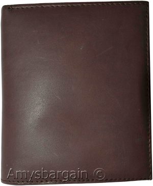 Men's Genuine Leather Bifold Wallet Slim Hipster Brown Cowhide Credit Card case - Image 11
