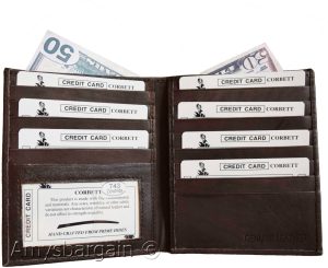 Men's Genuine Leather Bifold Wallet Slim Hipster Brown Cowhide Credit Card case - Image 6